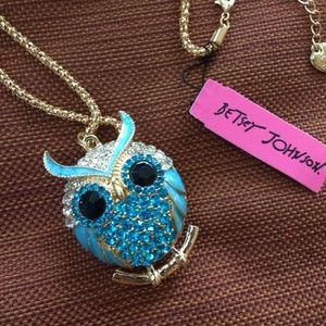 Betsey Johnson Blue Owl Necklace NWT